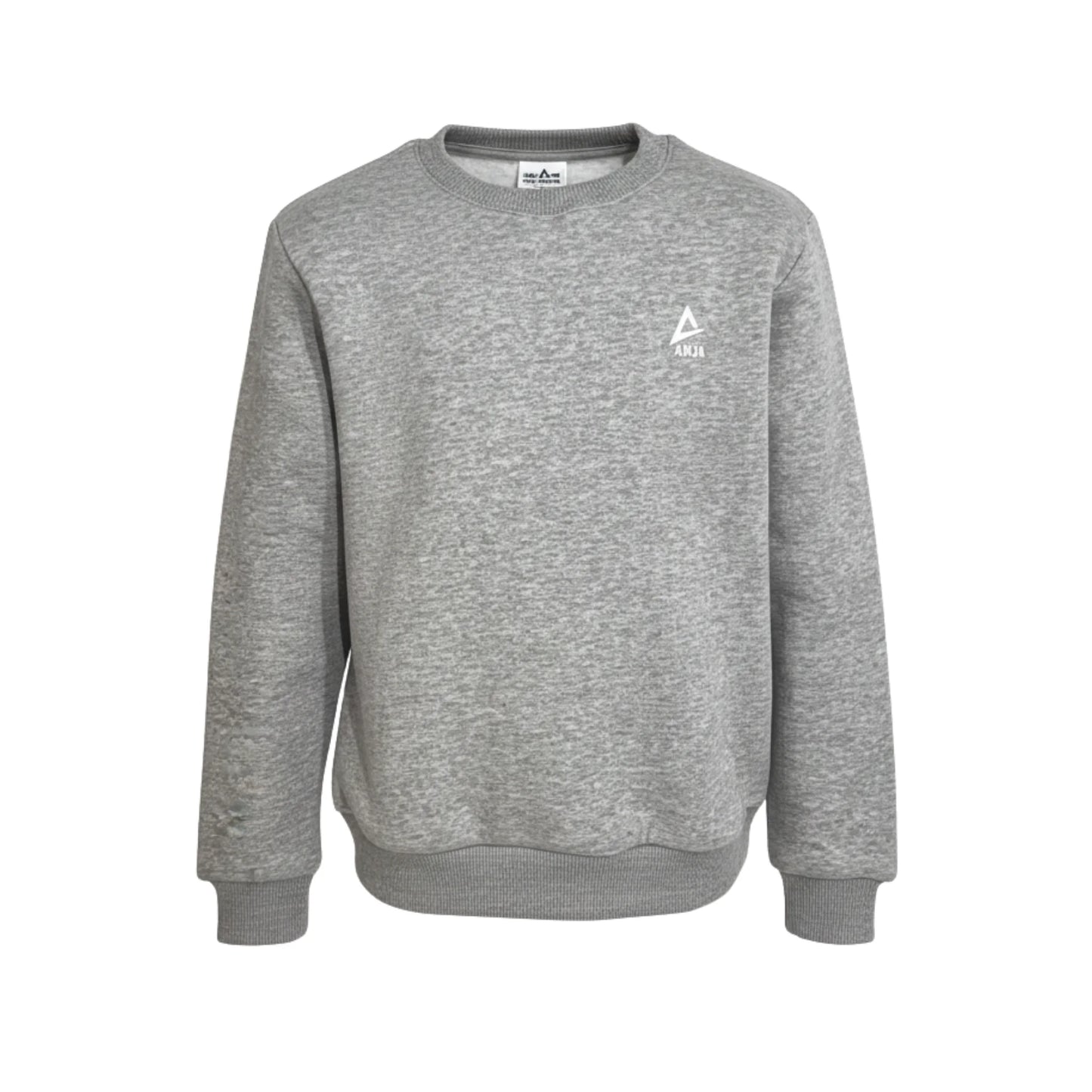 Gray sweatshirt with a logo on a white background