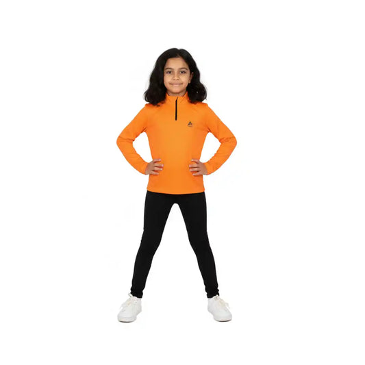 Orange Black Girls Sporty Set
