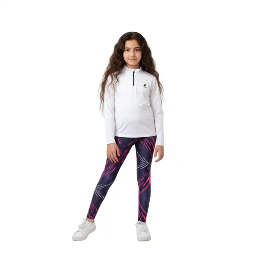 White Multicolor Girls Sporty Set