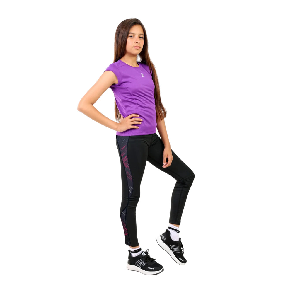 Girls Black and White Sport Leggings â€“ Athletic Stretch Fit | ANJA Sportswear