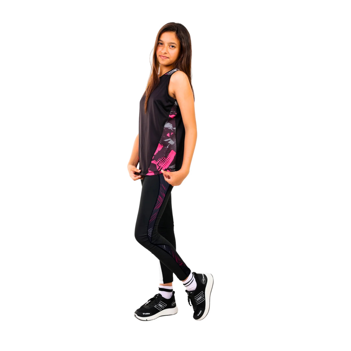 Girls Black and White Sport Leggings â€“ Athletic Stretch Fit | ANJA Sportswear