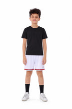 Boys White Athletic single Stripe Kids Shorts – Sporty Performance Bottoms