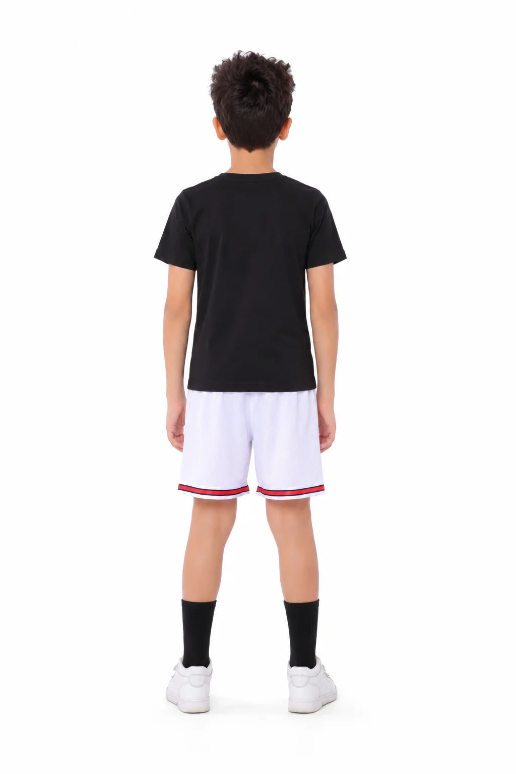 Boys White Athletic single Stripe Kids Shorts – Sporty Performance Bottoms