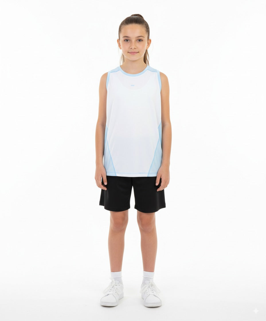 Girls Sleeveless Performance T-Shirt â€“ Two-Tone Top | ANJA Sportswear