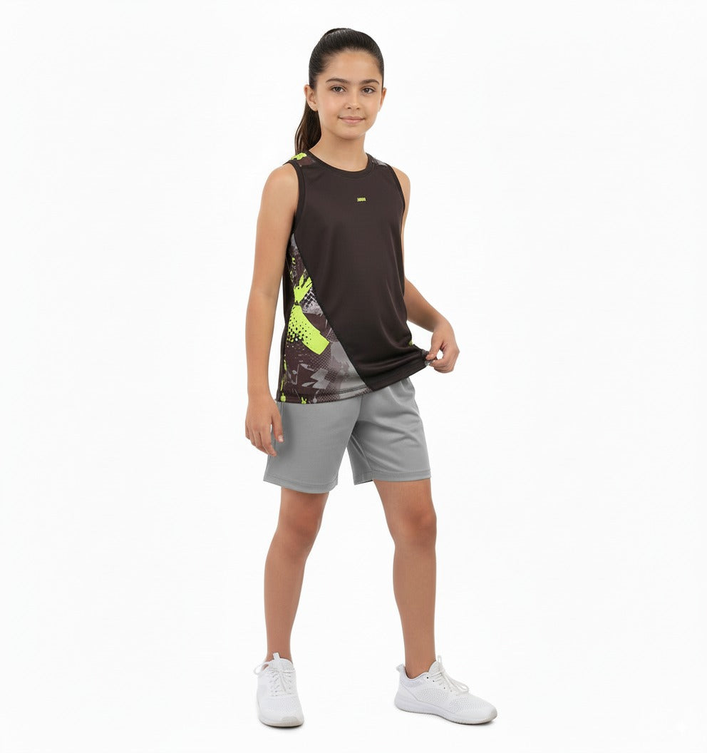 Girls Sleeveless Performance T-Shirt â€“ Two-Tone Top | ANJA Sportswear