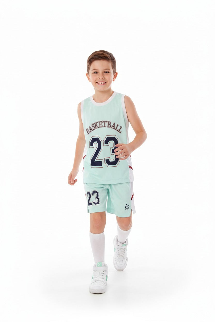 Boys Basketball Kit – Sporty Sleeveless Jersey and Shorts Set