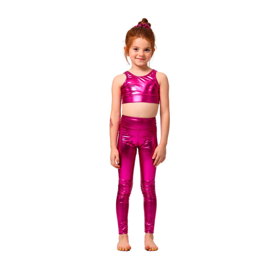 Girls Metallic gymnastics Set  Girls Sporty Crop Top with Shorts and Leggings | ANJA Sportswear