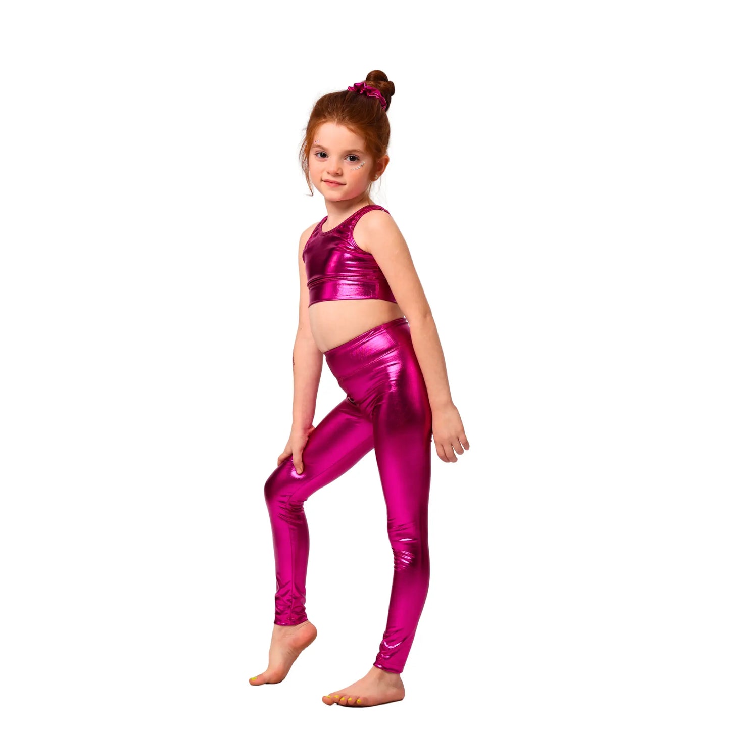 Girls Metallic gymnastics Set Girls Sporty Crop Top with Shorts and Leggings | ANJA Sportswear