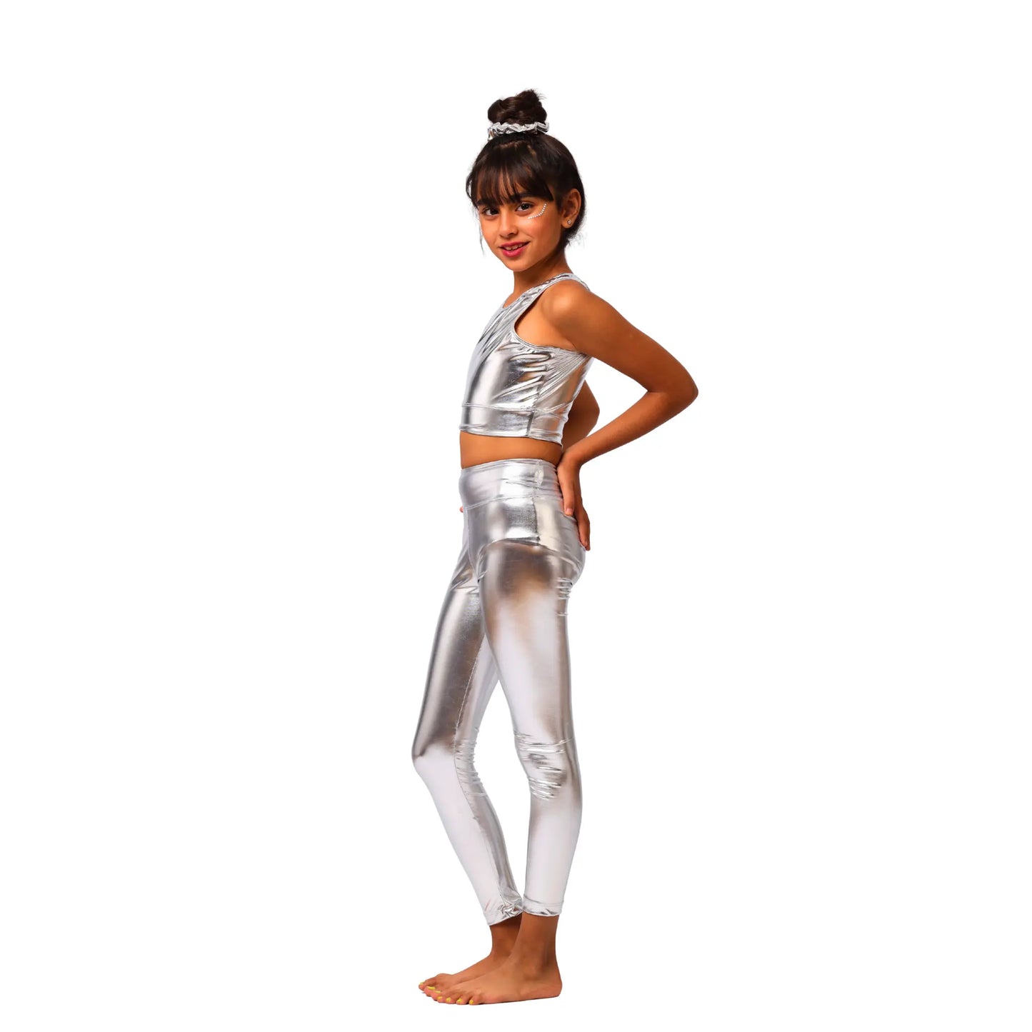Girls Metallic gymnastics Set Girls Sporty Crop Top with Shorts and Leggings | ANJA Sportswear